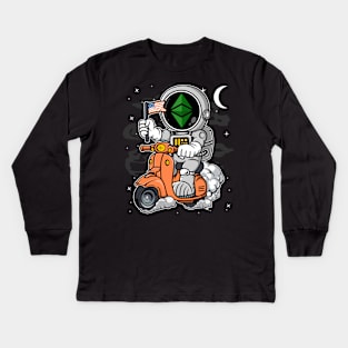 Astronaut Scooter Ethereum Classic ETH Coin To The Moon Crypto Token Cryptocurrency Blockchain Wallet Birthday Gift For Men Women Kids Kids Long Sleeve T-Shirt